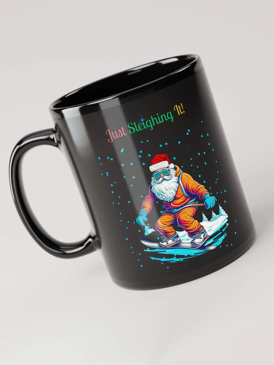 Santa Claus Snowboarding Black Mug product image (5)