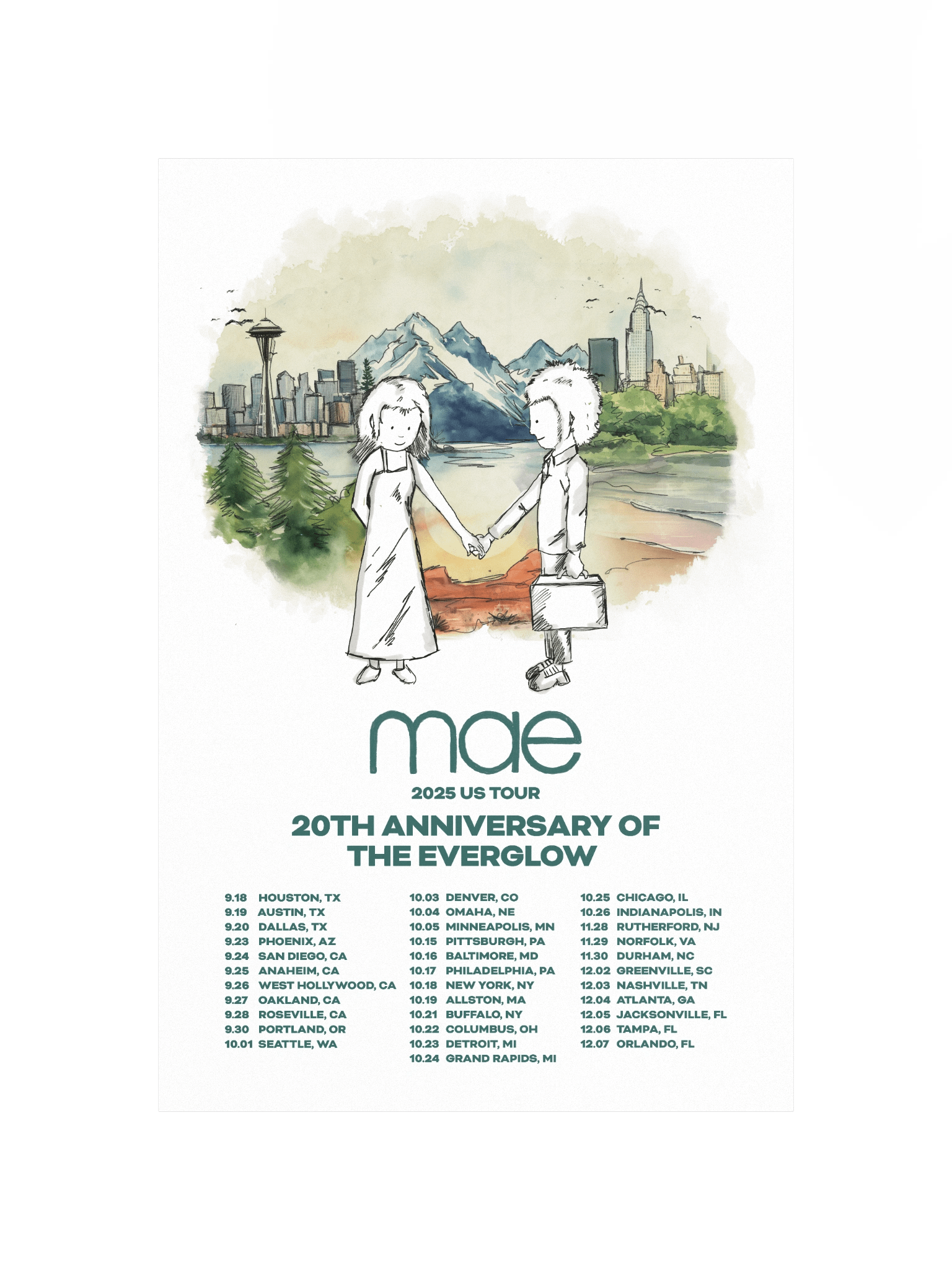 Mae - The Everglow 20th Anniversary US Tour Poster product image (1)
