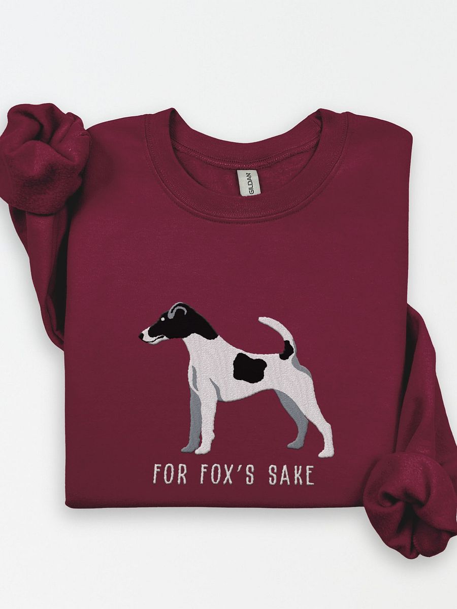 For Fox's Sake Sweatshirt (Embroidered) of a Smooth Fox Terrier(Black & White2) product image (1)