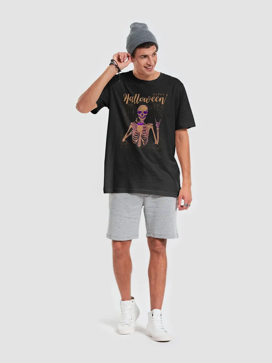 Rockin' Halloween Skeleton Coffee T-Shirt product image (6)