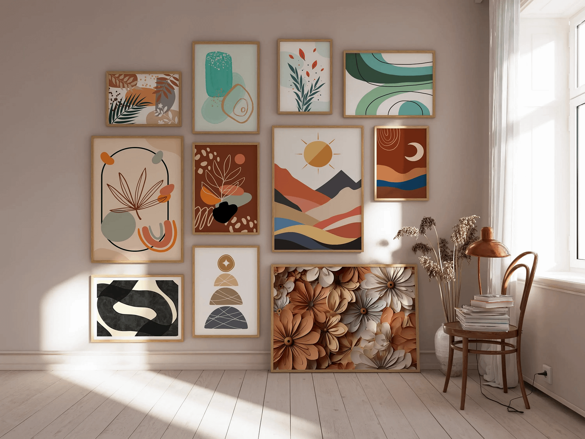 Boho Wall Collage Mega Bundle, Set of 1250+ Prints Digital product image (10)