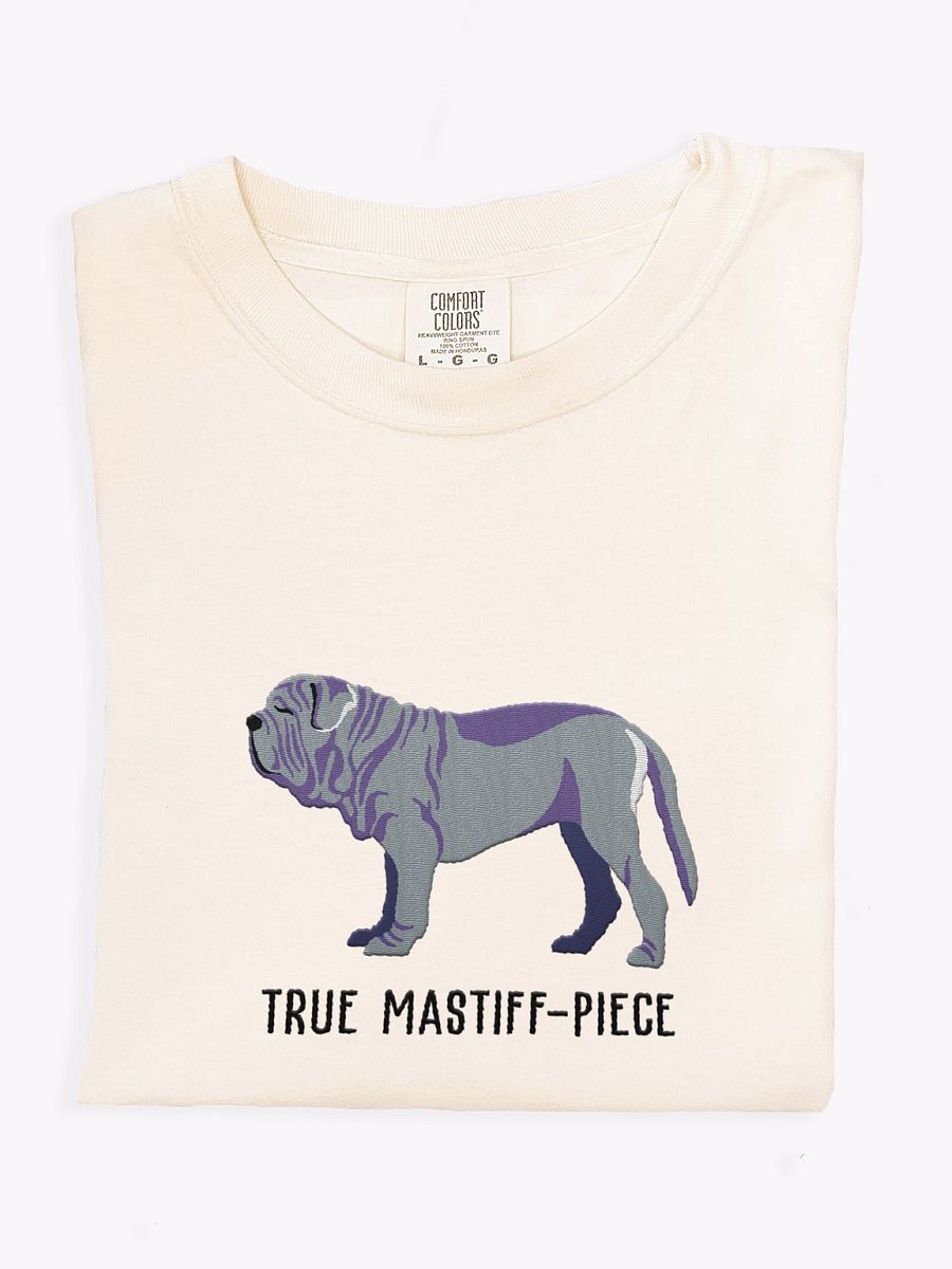 True Mastiff-Piece T-Shirt(Embroidered) of a Neapolitan Mastiff(Blue) product image (1)