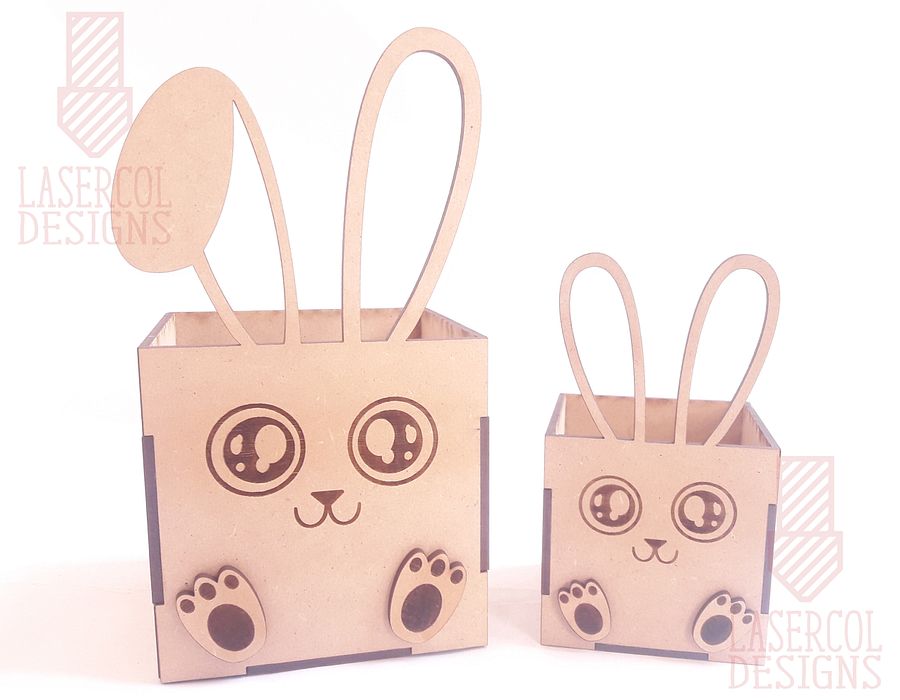 Easter Bunny Basket (Two Sizes, Two ear Styles) - Laser Cut Files product image (3)