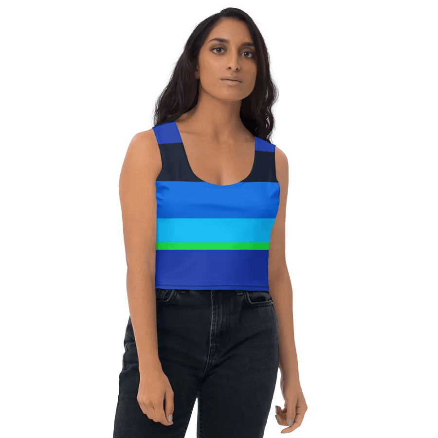 Blue/Green Color Block Crop Top T-Shirt product image (10)