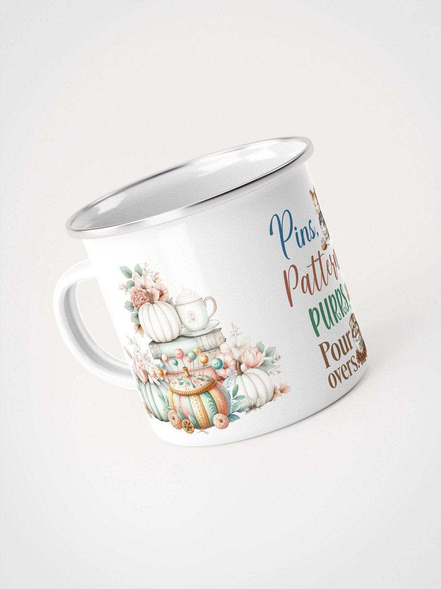 Autumn Pins Patterns Purrs Coffee Enamel Mug product image (4)