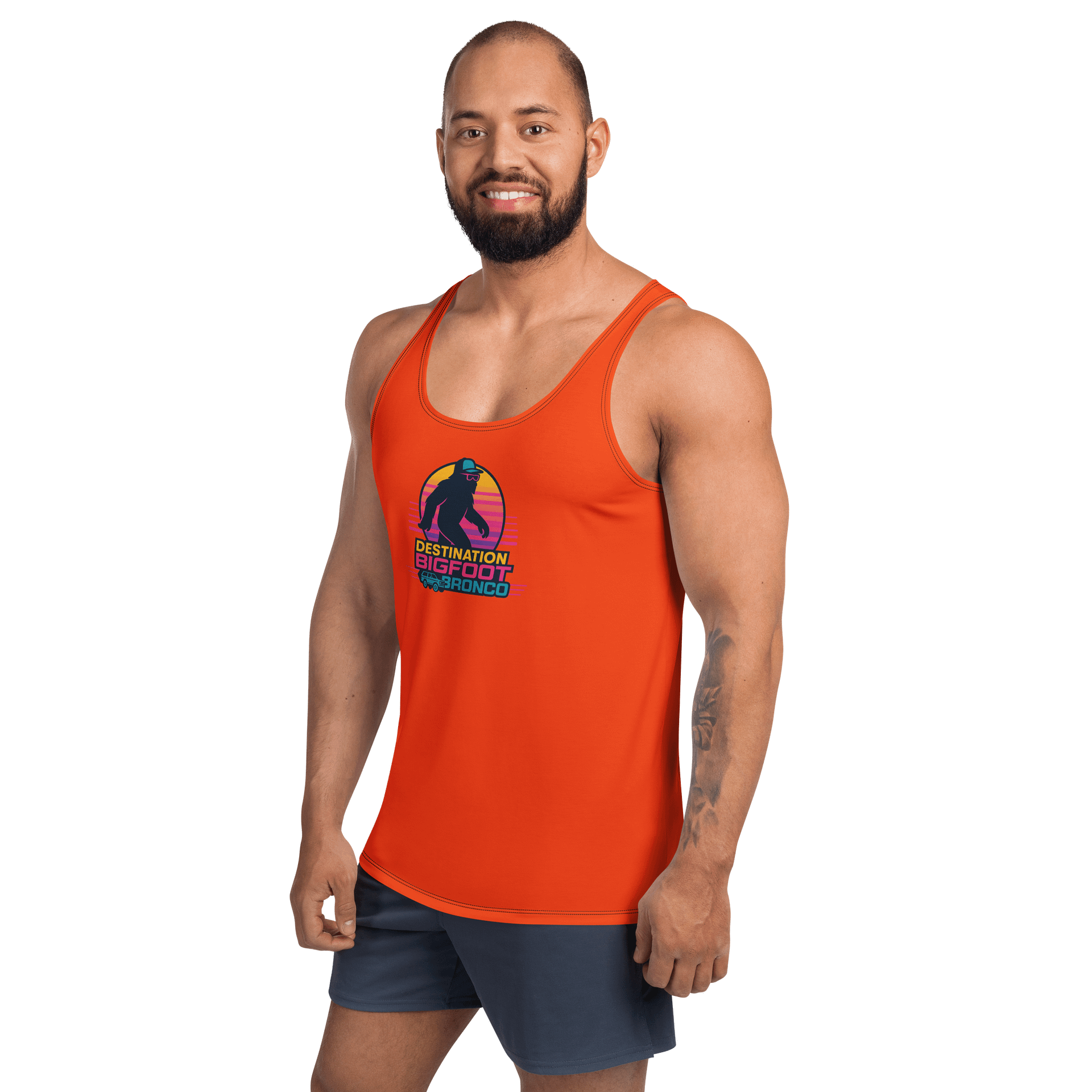 Synthsquatch Fitness Tank Top (Neon Orange) product image (2)
