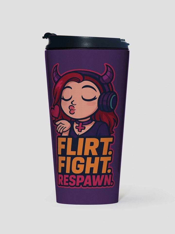 "Flirt. Fight. Respawn." Stainless Steel Mug – BreezyBubblez Edition product image (1)