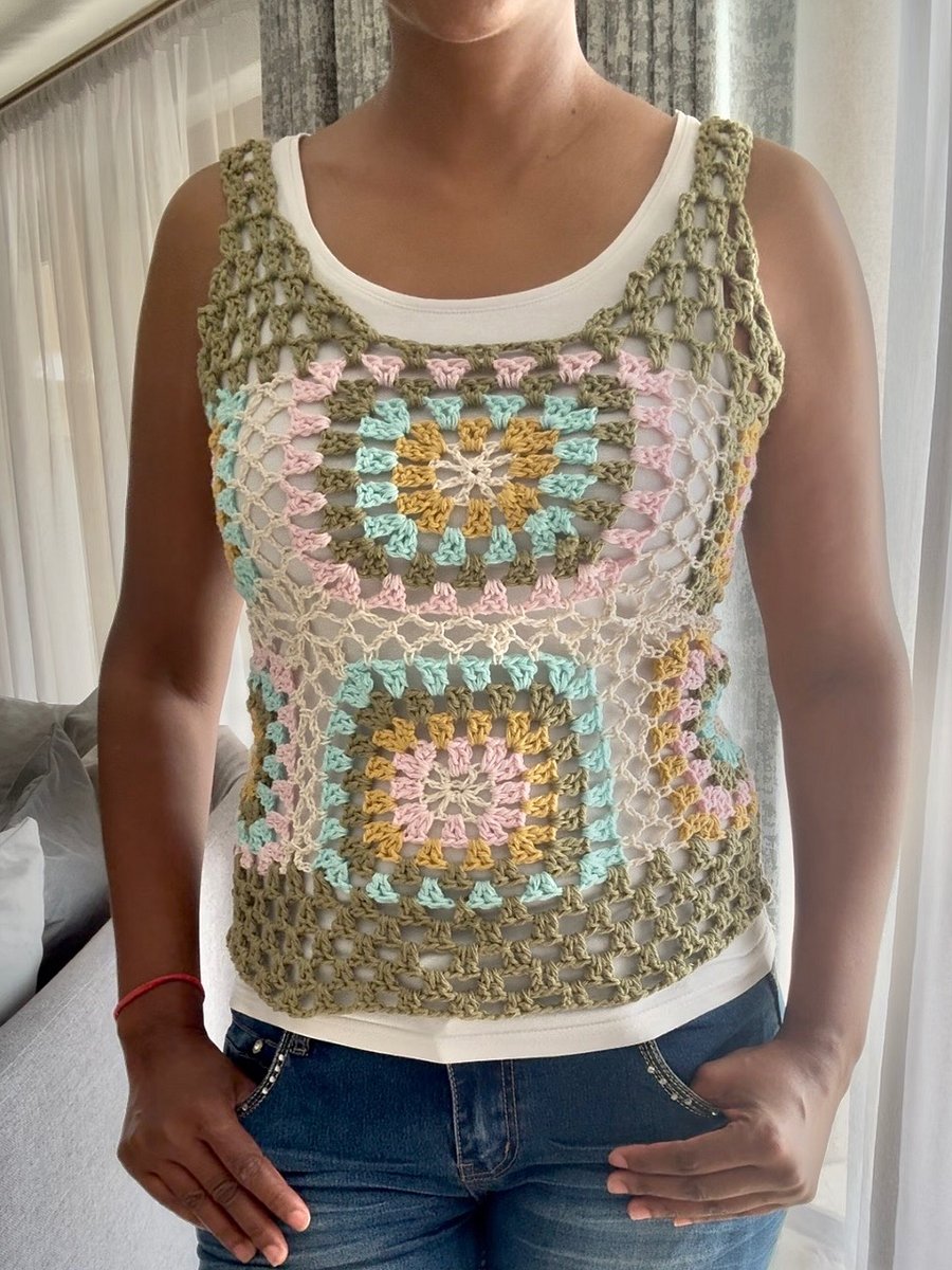 Crochet Granny Square Tank Top Written Pattern product image (3)