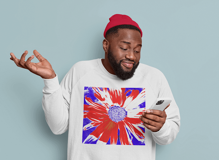 Navy, Red and White Daisy on Navy Abstract Background Unisex Sweatshirt product image (2)