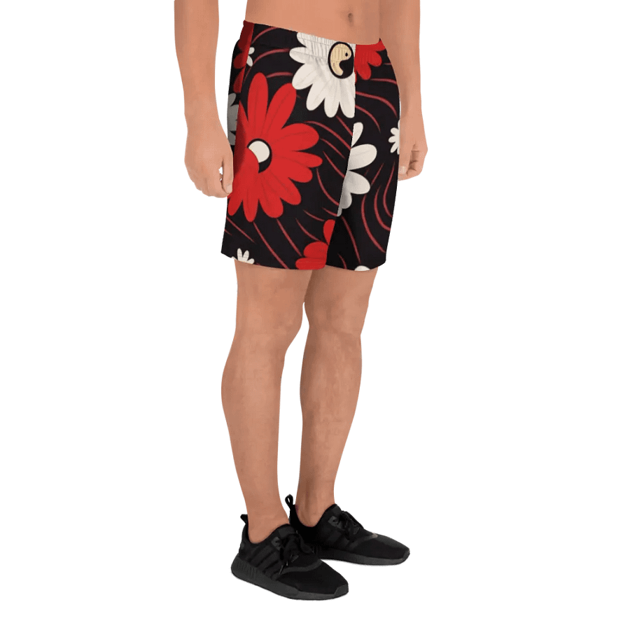 Athletic Shorts 🔴 Functional Fashion at Its Best ⚫️ Red and White Flowers ⚪️ Yin and Yang product image (6)