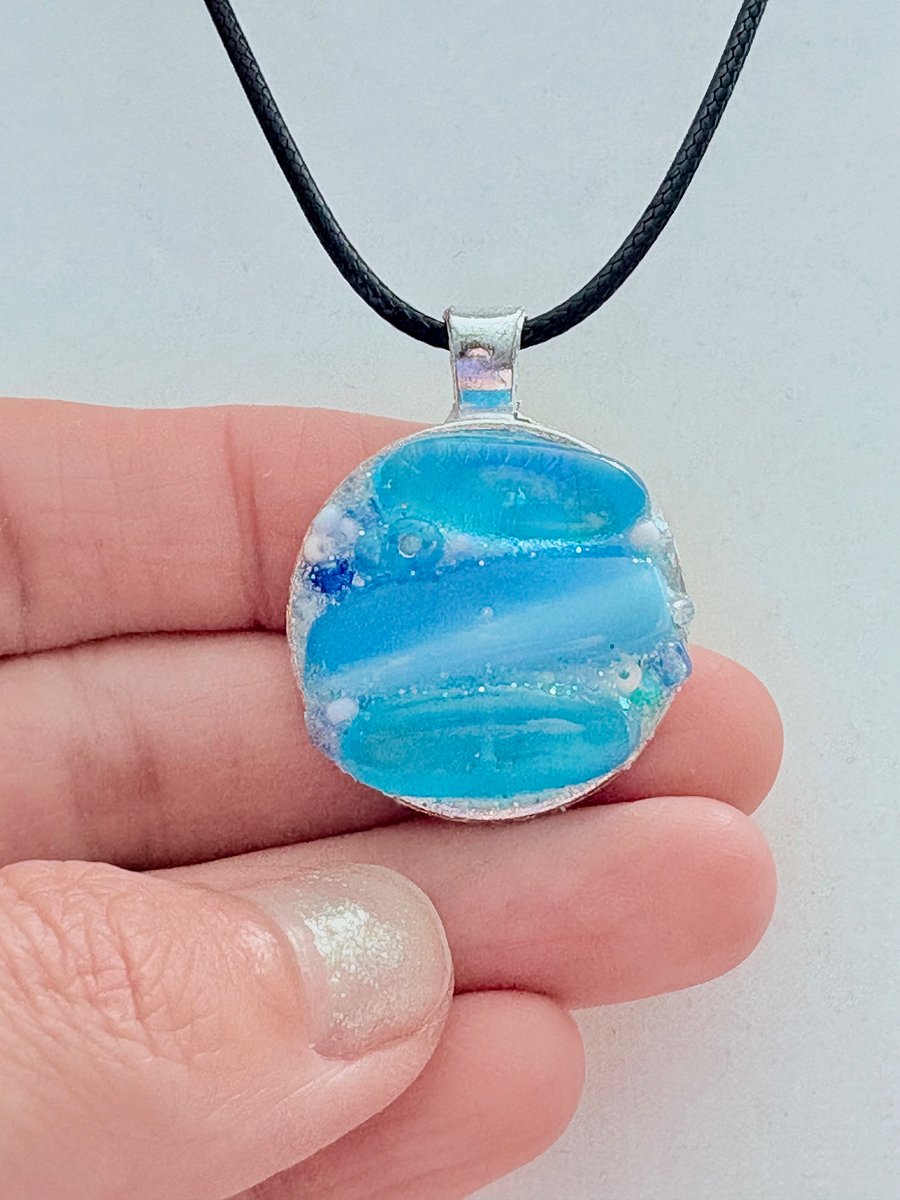Coastal Calm Horizon Pendant Necklace | Handmade Glass Art Jewelry | Monique Faella Designs™ | MFD-00210 product image (1)