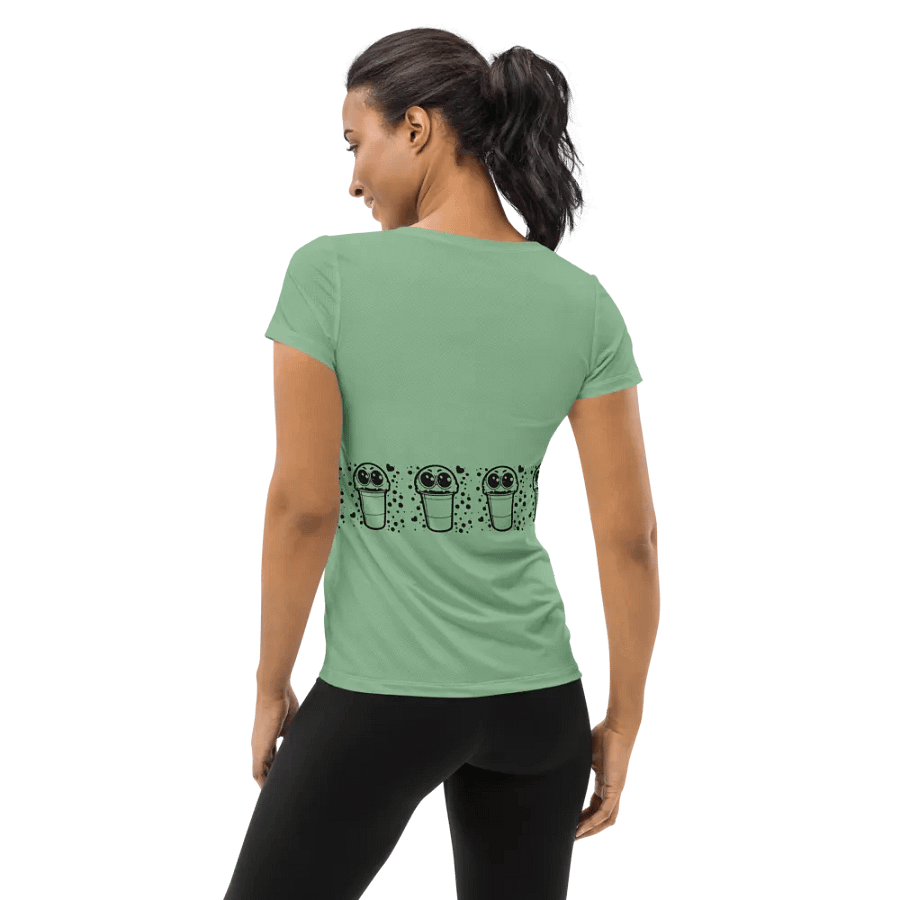 Whimsical Cup Character All-Over Print Women's Athletic T-Shirt product image (2)