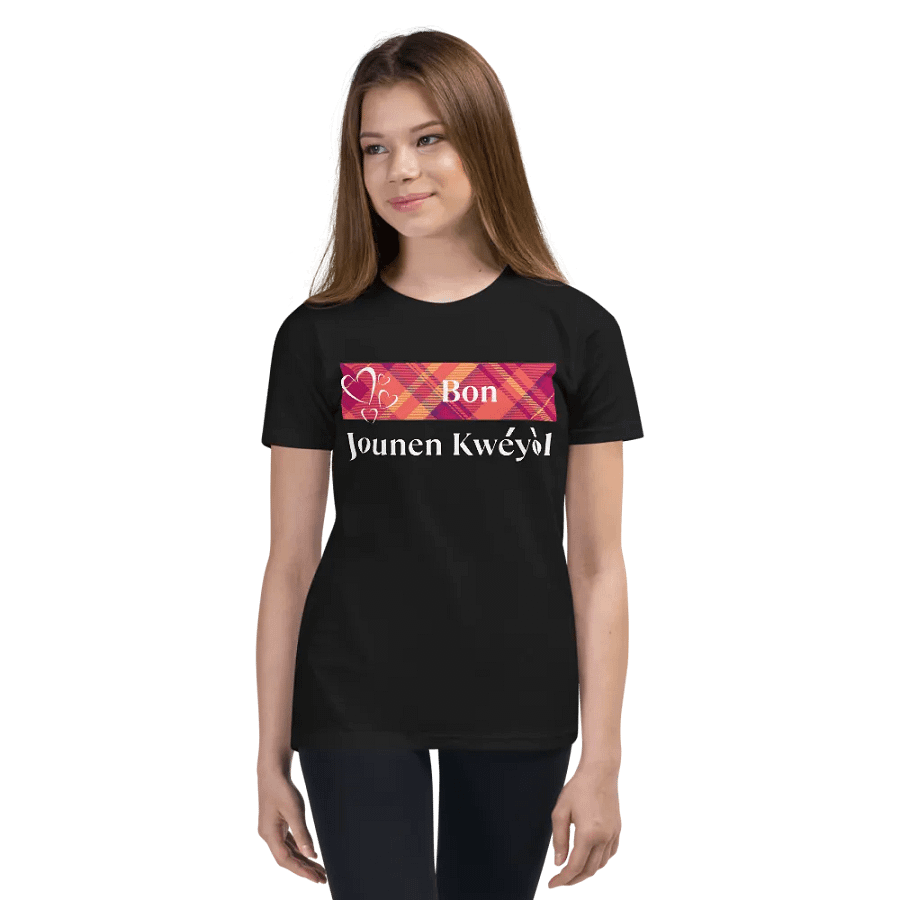 Bon Jounen Kwéyòl Madras Youth T-Shirt product image (3)