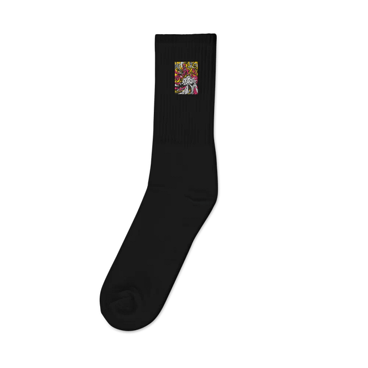 Vibrant Swirl Embroidered Crew Socks - Wave at Sunset product image (1)