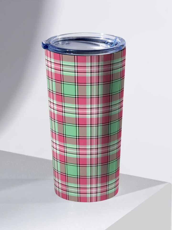 Mint Green and Pink Plaid Travel Tumbler product image (1)