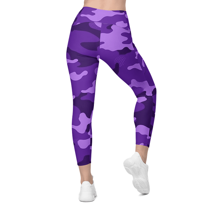 Purple Camo Crossover Leggings with Pockets product image (2)