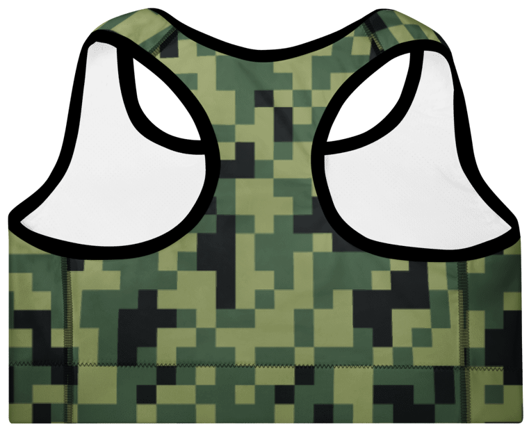 Military Green Camouflage Pixels Camo Pattern Padded Sports Bra product image (6)