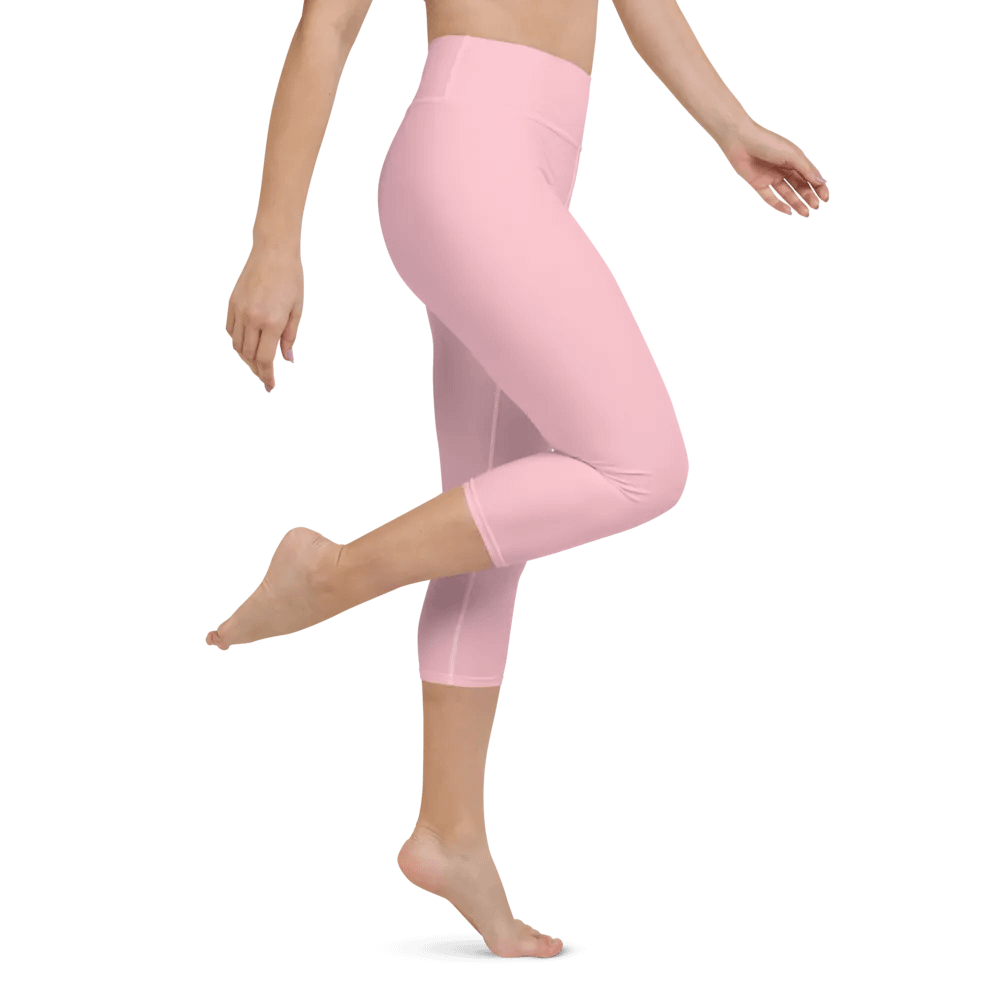 Plain Color Pink Yoga Capri Leggings product image (3)