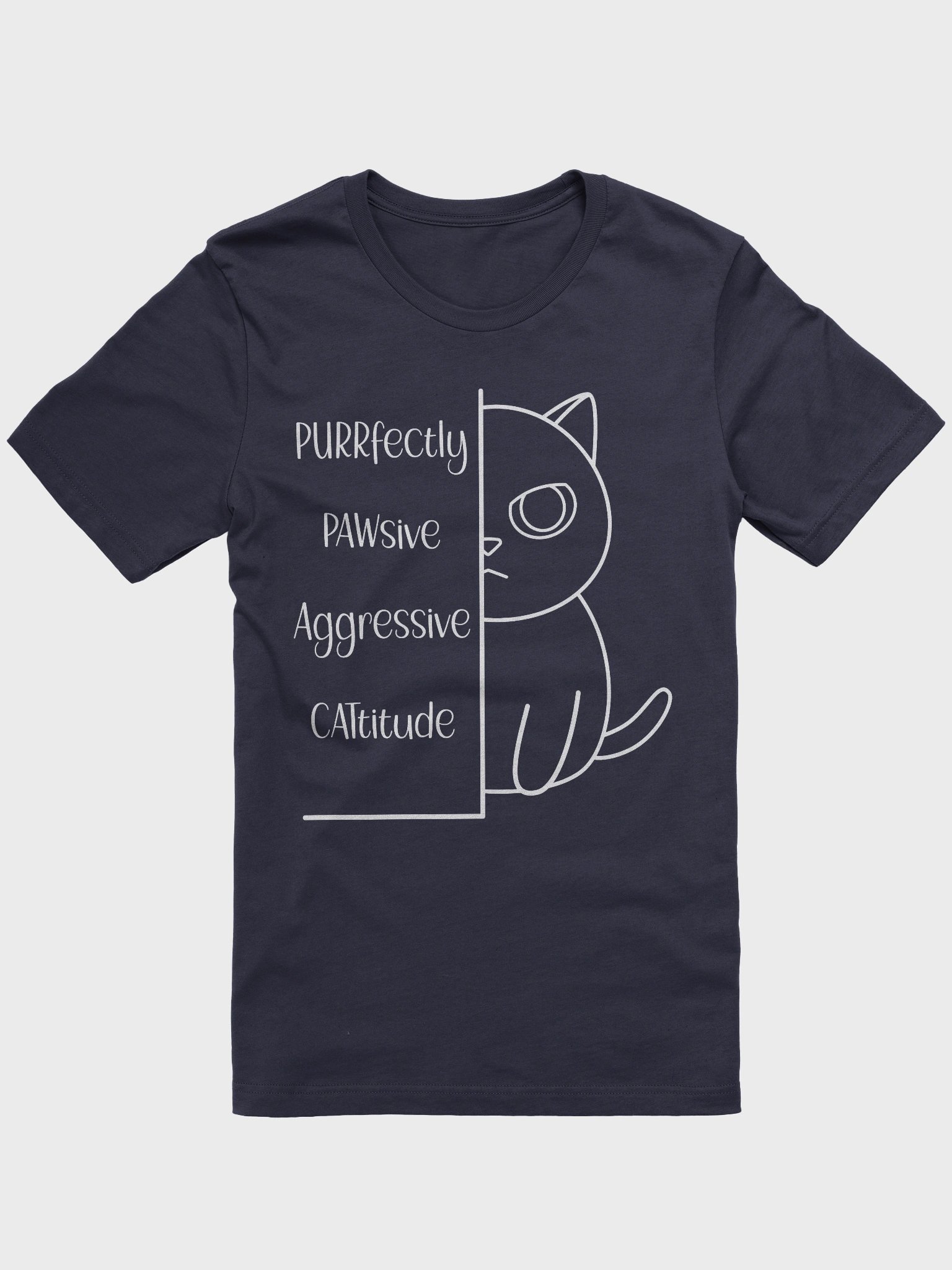 Passive Aggressive Cattitude (White Print) - Unisex Adult Super Soft Lightweight T-shirt product image (1)