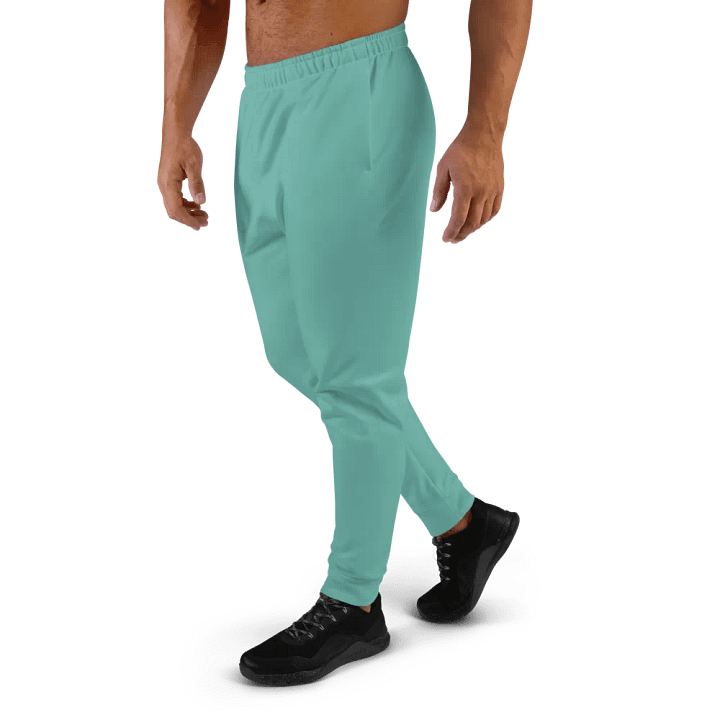 Plain Turquoise Green True Summer Recycled Polyester Premium Men's Joggers by Treasure Pie product image (2)