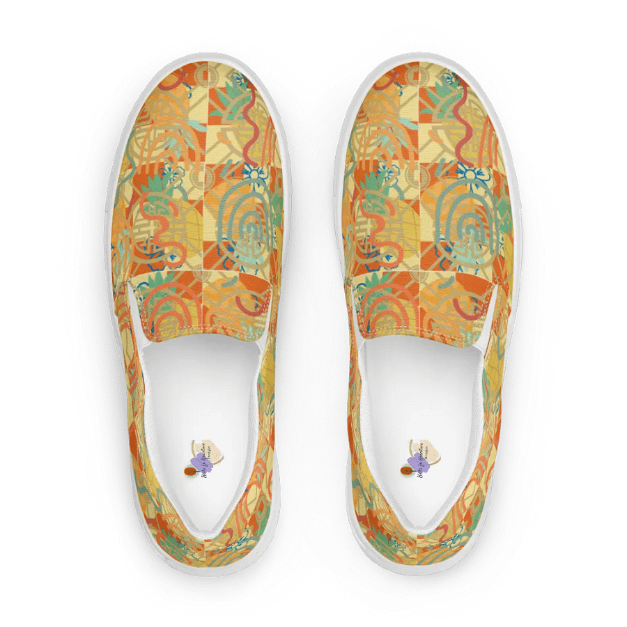 Yadit Abstract Collection in Yellow-Orange -Women's Slip-On Canvas Shoes product image (1)