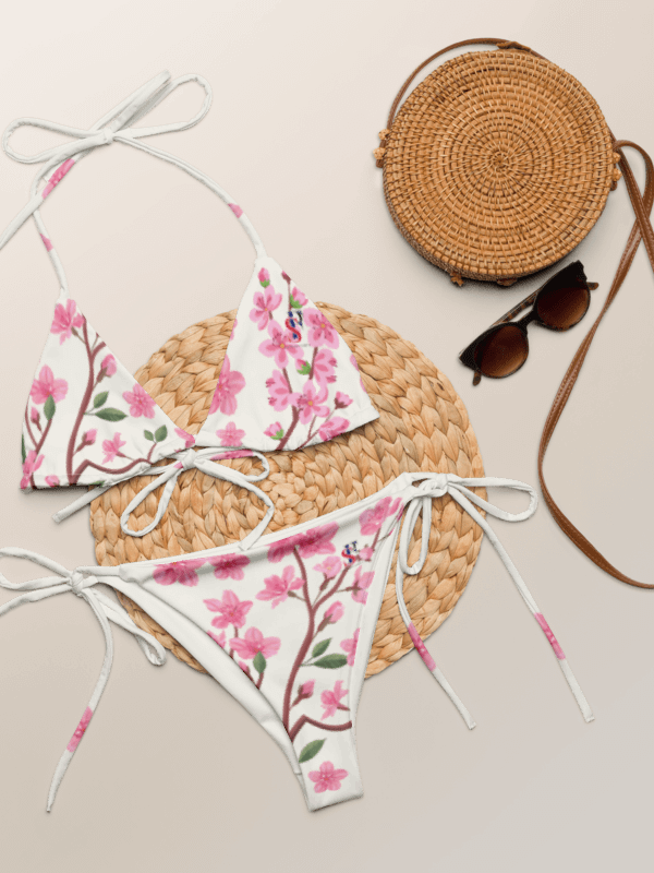 Peach Blossom Breeze white Cream String Bikini Set product image (7)