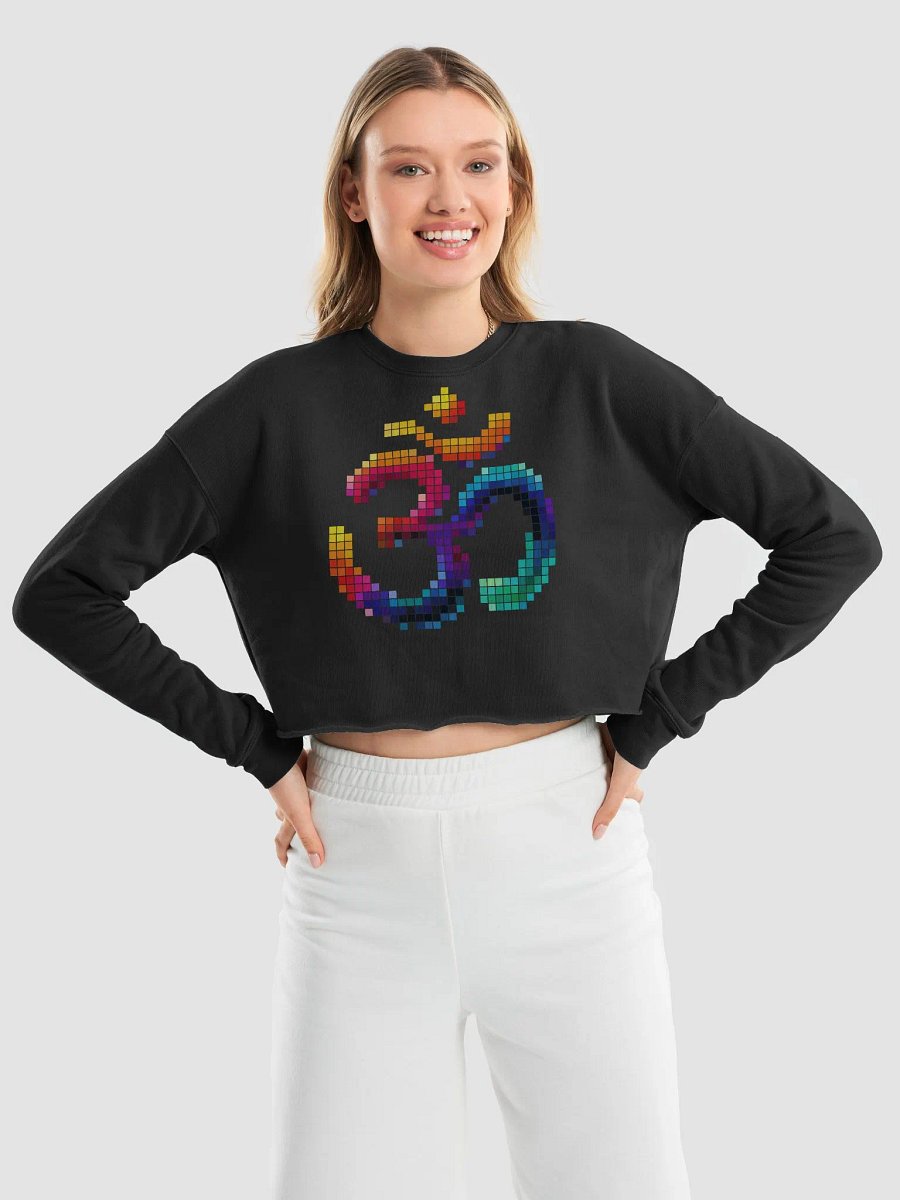 Pixelated Om Symbol Fleece Crop Sweatshirt product image (18)
