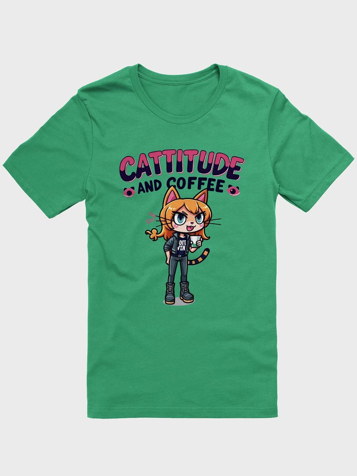 Cattitude and Coffee Cartoon T-Shirt product image (5)