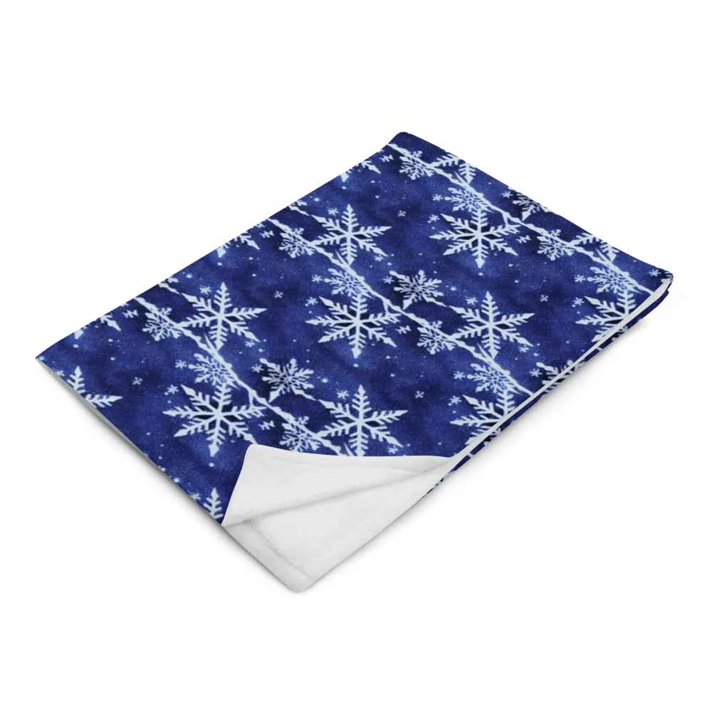 Indigo Snowflake Fluffy Blanket Throw product image (8)