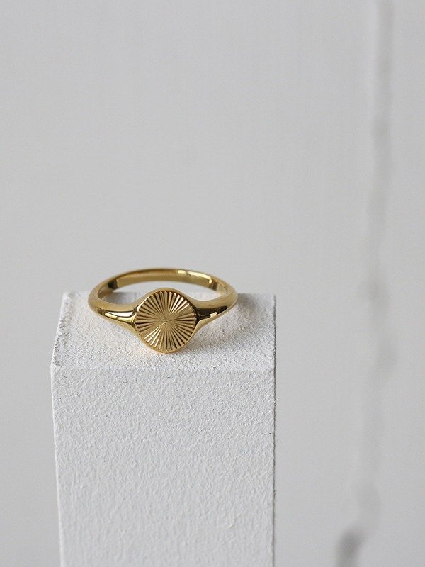 Sunburst Signet Ring | 18K Gold Plated product image (6)