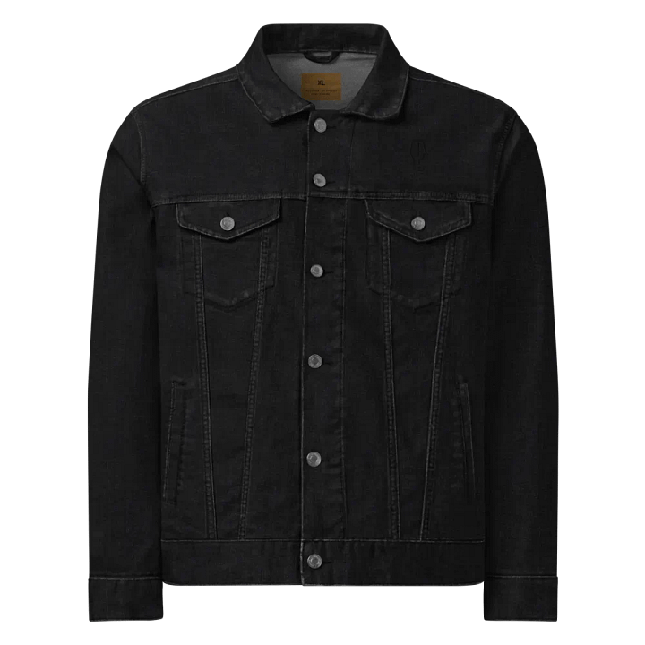 EXCLAIMING MENTALLY (black) embroidered denim jacket product image (1)