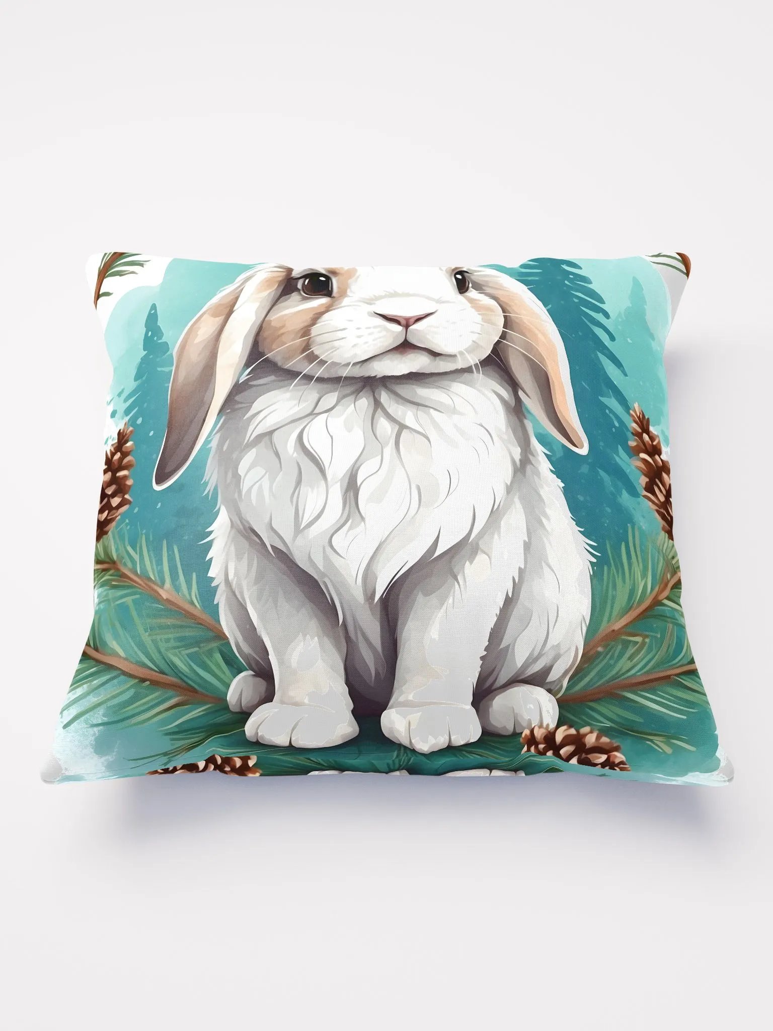Snowy Snuggles: A Lop-Eared Rabbit Amidst Pinecones product image (2)