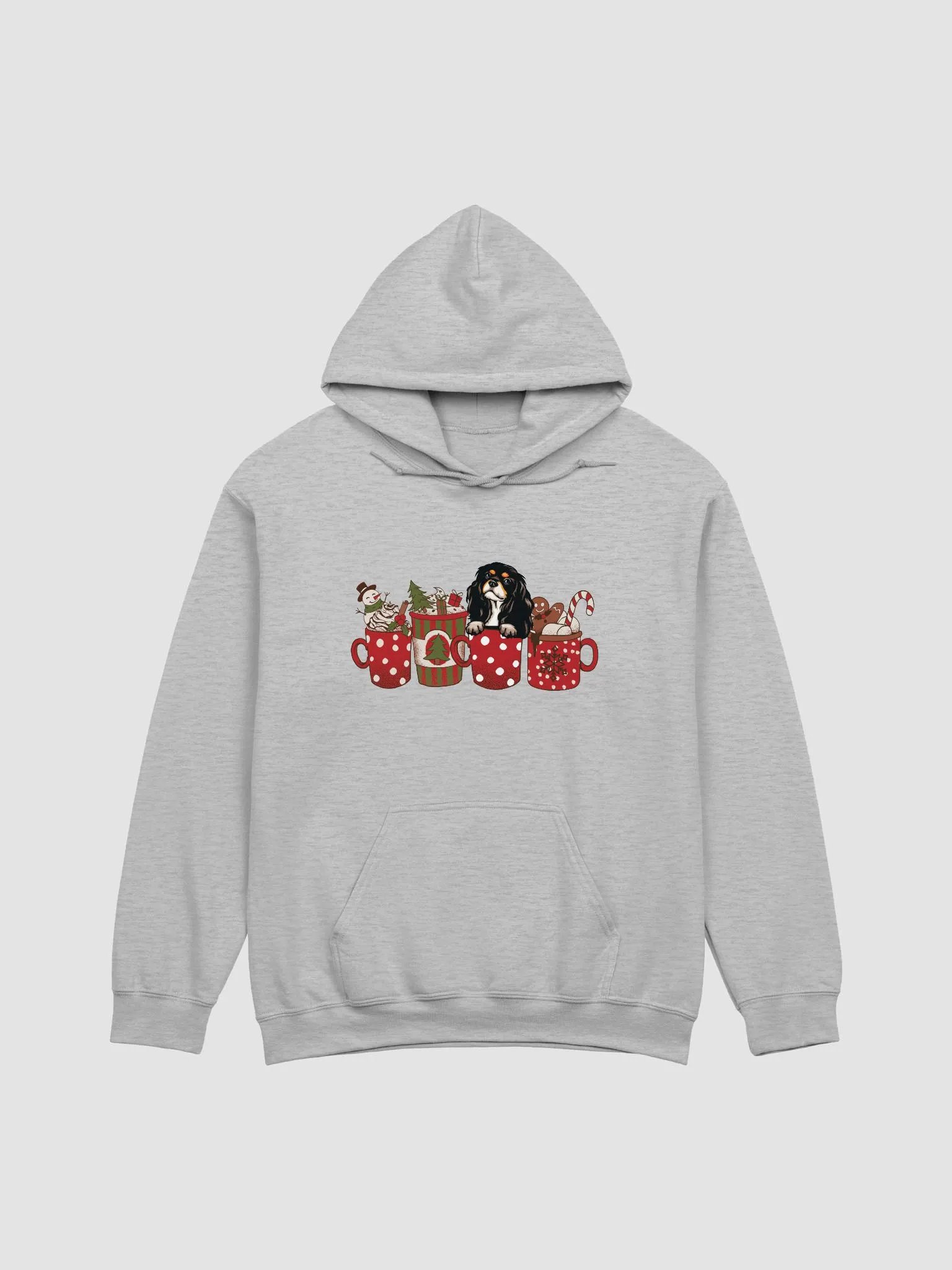 Cute Cavalier King Charles Spaniel(Tricolor) in a Christmas Cup Hooded Sweatshirt | Funny Christmas Pup in a Cup product image (24)