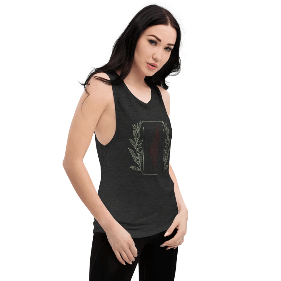 Olive Palestine Design Fitted Flowy Muscle Tank product image (25)