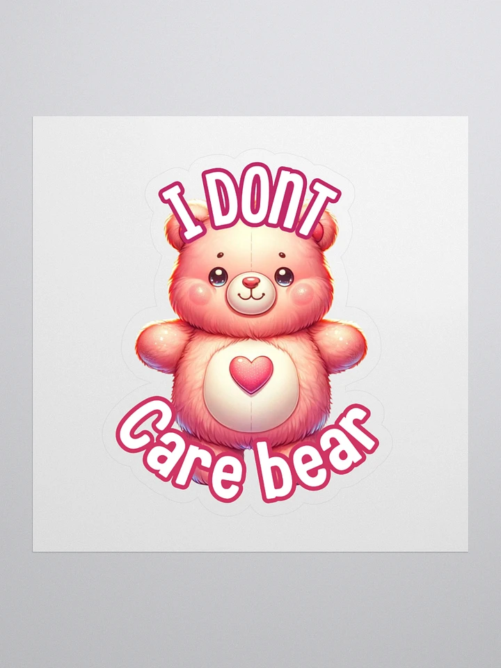 Cheerful 'I Don't Care' Teddy Bear Sticker product image (1)