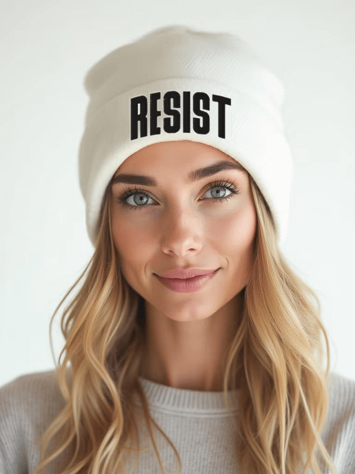 Resist Embroidered Knit Beanie, Resistance Skull Cap product image (1)