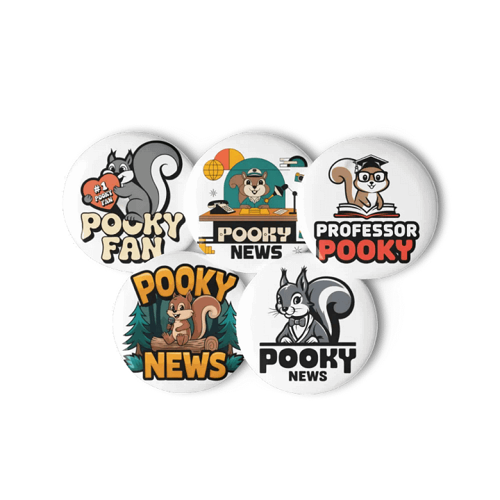 Original Pooky Artwork Buttons: Set of Five -t product image (3)