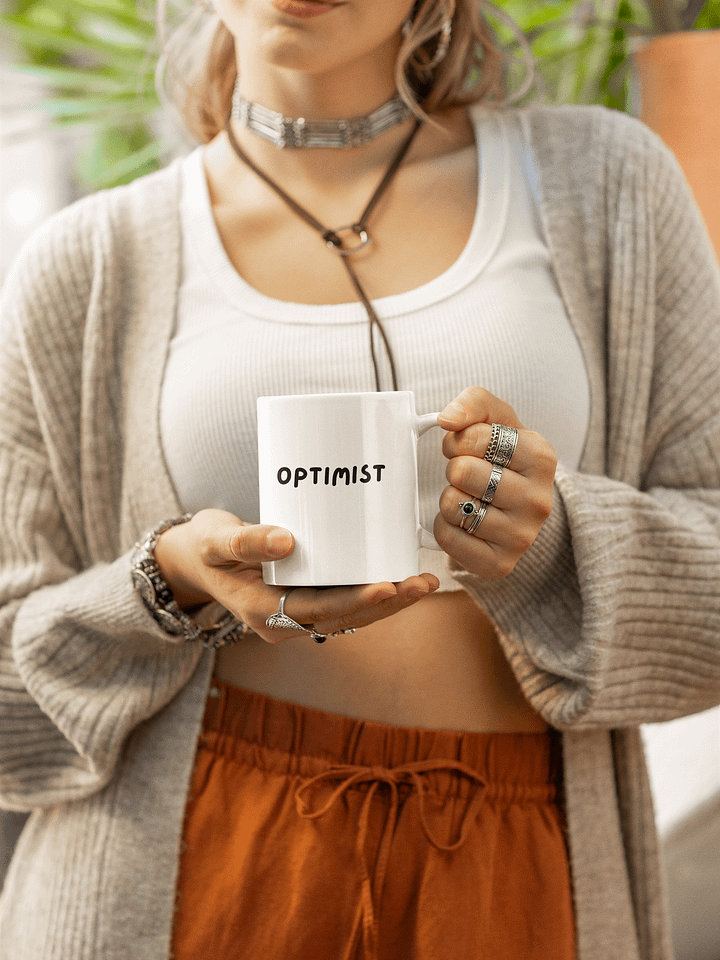 “OPTIMIST” Upbeat White Glossy Mug product image (1)
