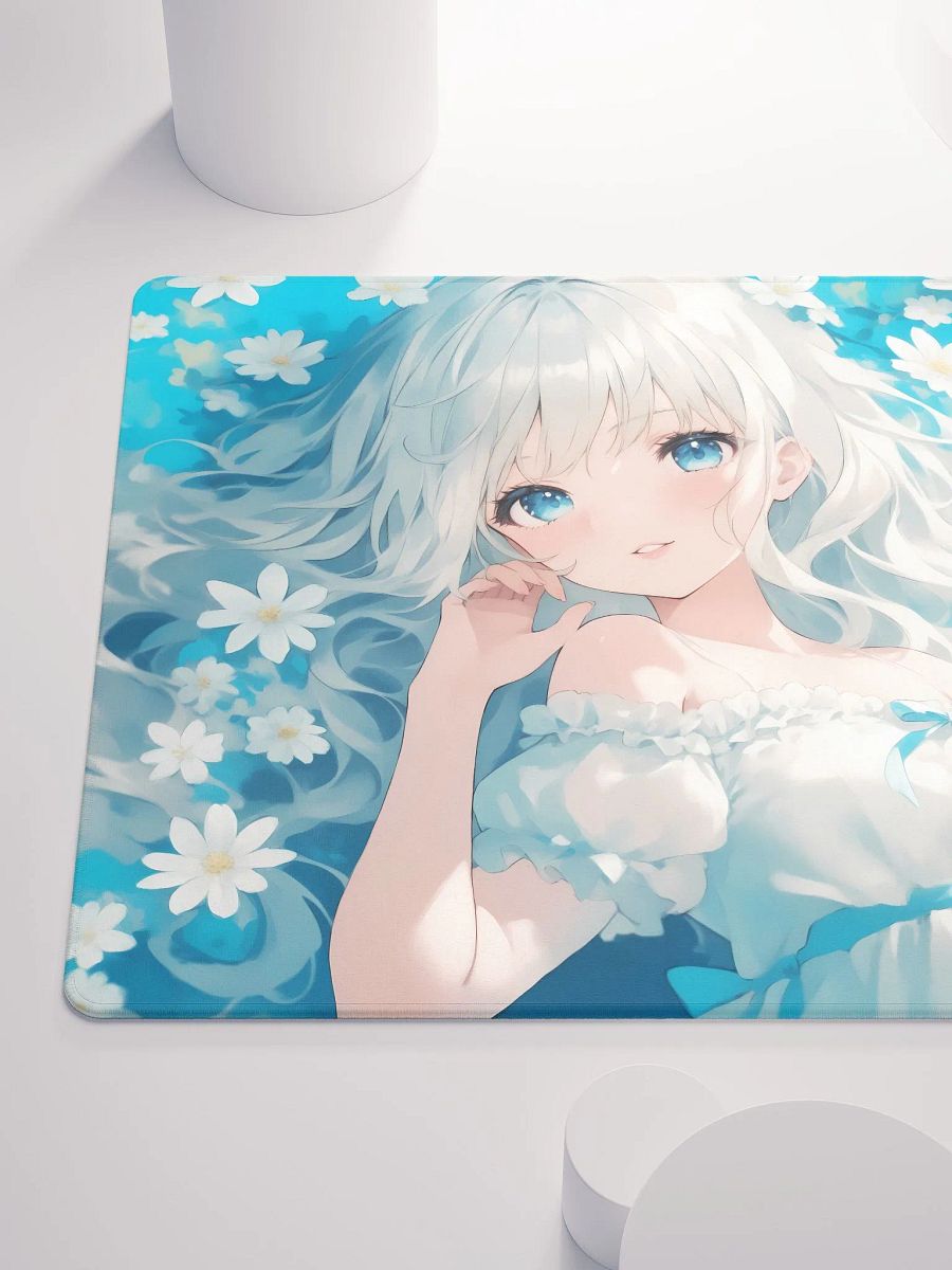 Cute anime girl in flower field gaming mouse pad product image (6)