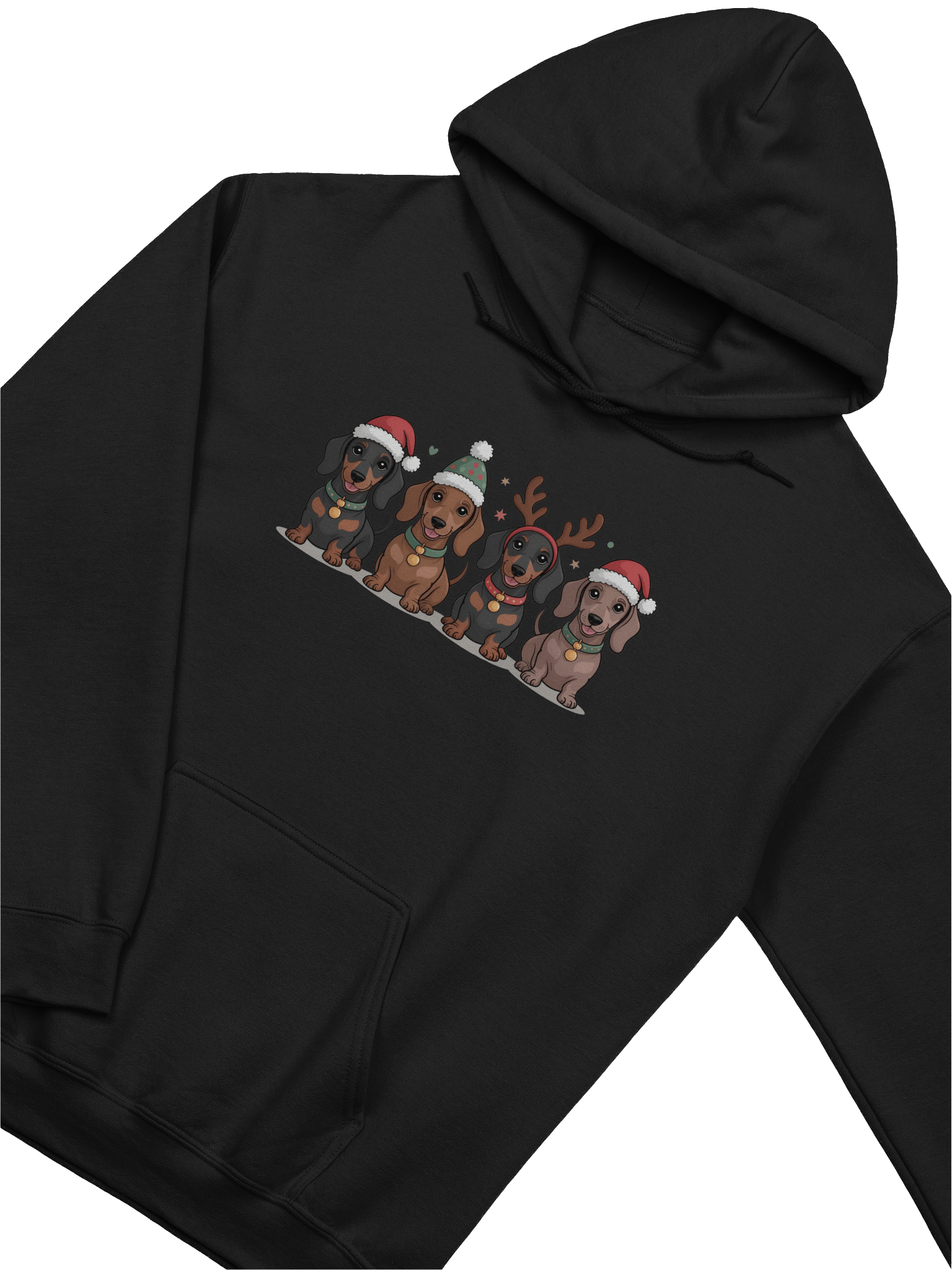 Holiday Dachshund Puppies Hoodie – Cute Christmas Wiener Dog Art product image (2)