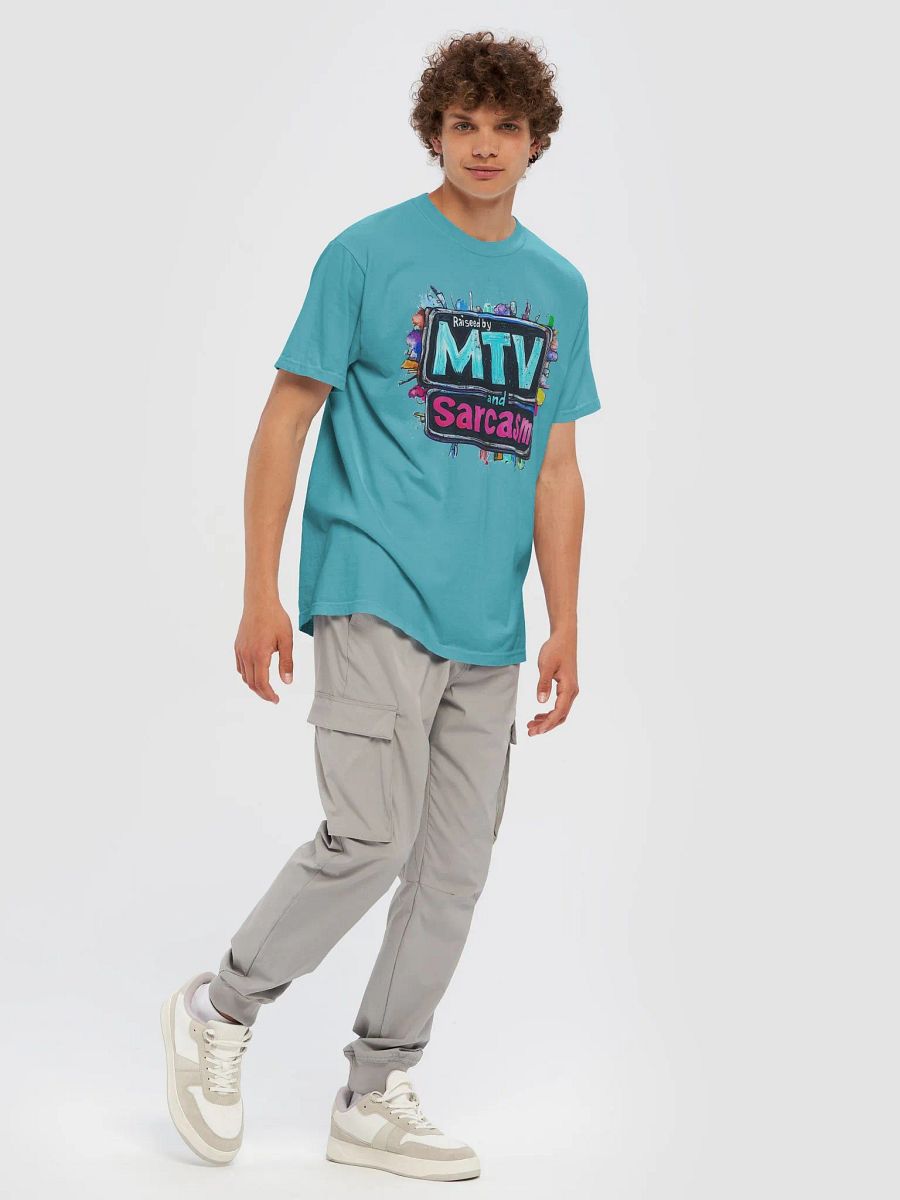 "Raised by MTV and Sarcasm T-Shirt – Funny Graphic Tee, Retro Pop Culture Humor!" product image (7)