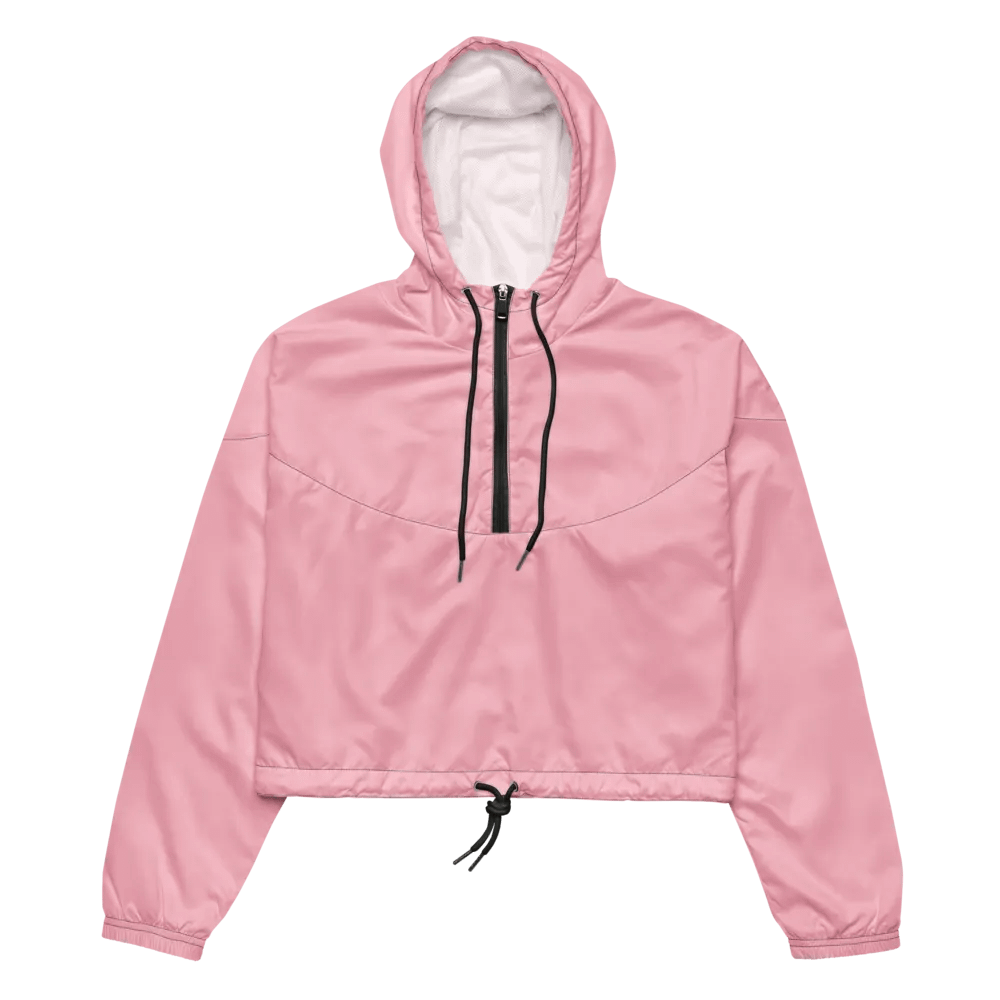 Plain Color Pink Cropped Windbreaker product image (4)