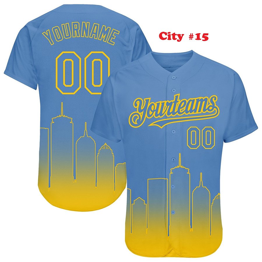Authentic Gradient Fashion Baseball Jersey Up Down Colors City Collection, Personalized Sport Jersey, Two Tones product image (6)