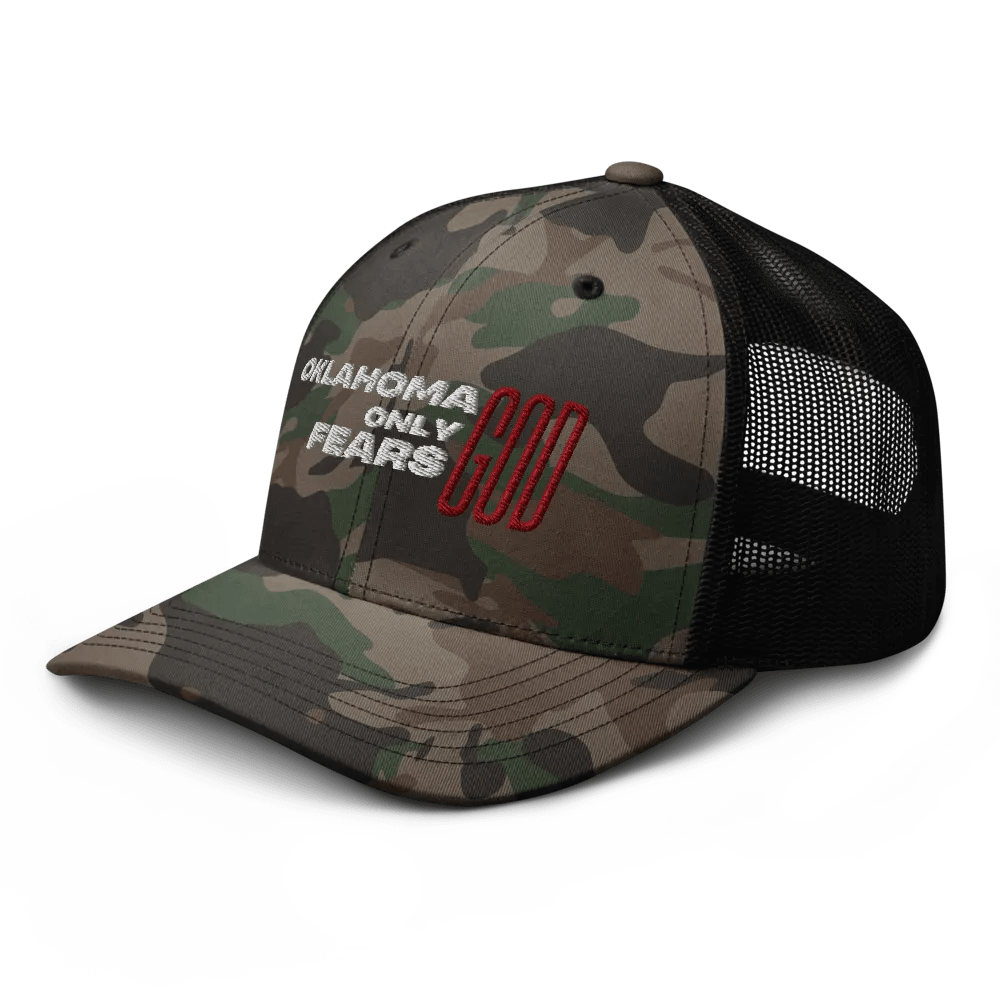 'OKLAHOMA ONLY FEARS GOD' Camo snapback trucker product image (6)