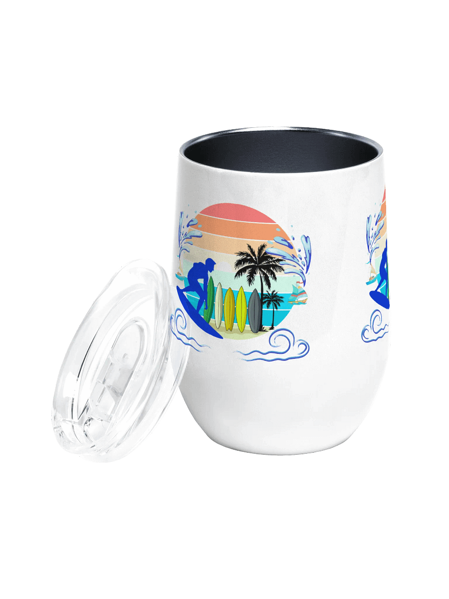 Sunset Surfer Wine Tumbler gift for surfer friends sons dads colleagues product image (2)