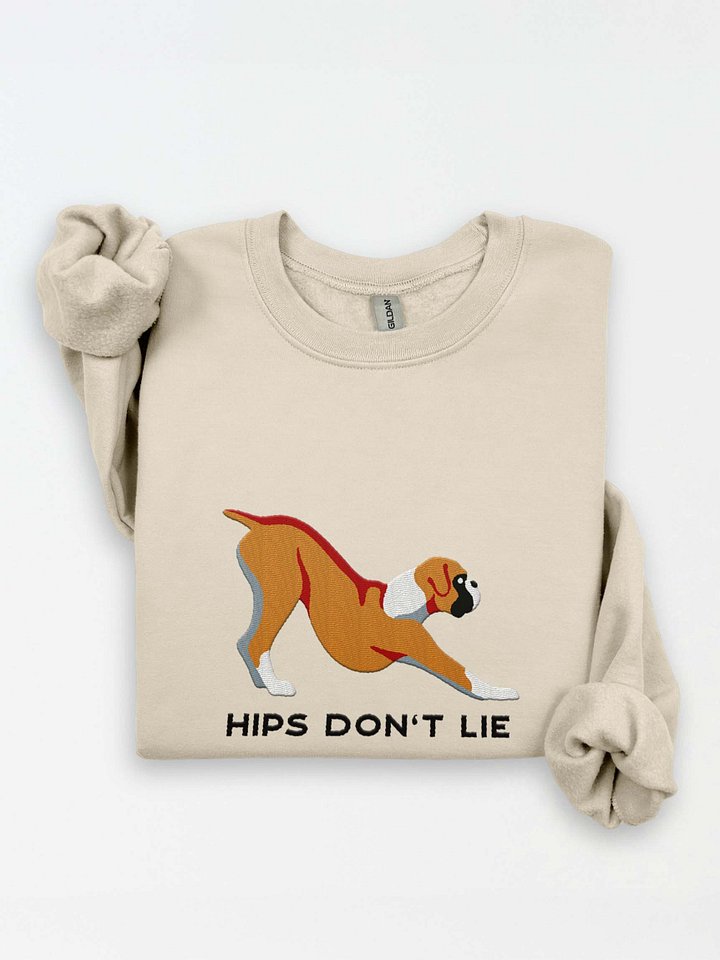 Hips Don't Lie Sweatshirt (Embroidered) of a Boxer(Tan) product image (1)