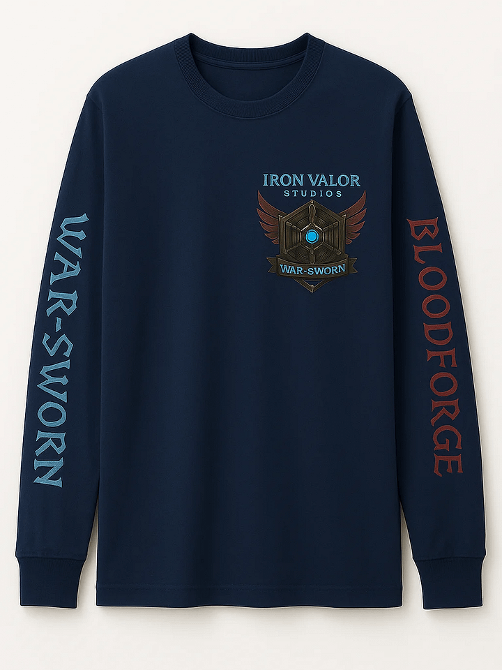 💙🔥 WAR-SWORN x BLOODFORGE Long Sleeve Tee (Navy Edition) product image (1)
