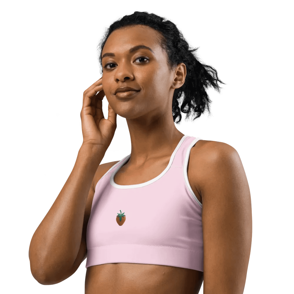 CozyAvocado Women's Pink Sports Bra Strawberry #2 product image (6)