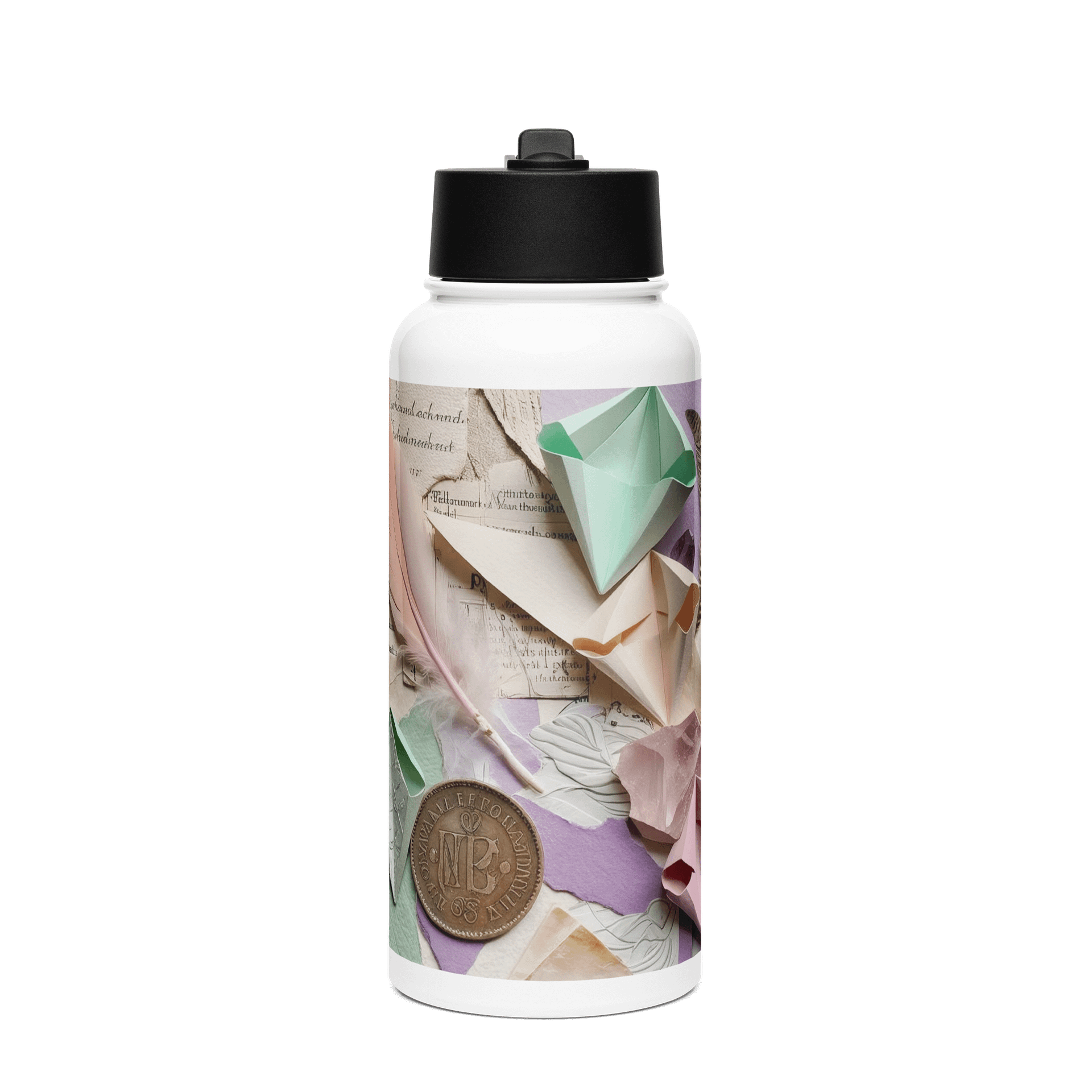 Dreams Folded in Paper Water Bottle #1 – For the Wanderers with Well-Worn Edges product image (1)
