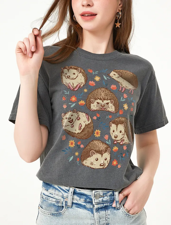 Cottagecore-Style Shirt of Floral Hedgehogs | Goblincore and Forestcore-Inspired Floral Hedge Hogs T-Shirt product image (26)